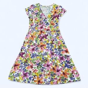 Norm Thompson Floral V-neck Midi Dress Petite Small Cottagecore Y2K